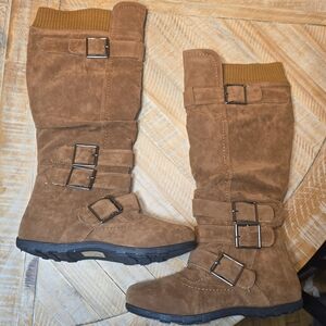☆Anna Brown Suede Boots with Buckle Straps☆
